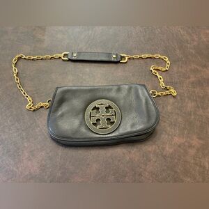 Tory Burch Black Pebbled Leather Crossbody Removable Strap Excellent Condition